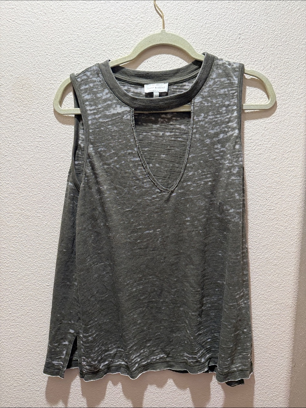 Grey Sleeveless Burnout Tank Top - lucky brand